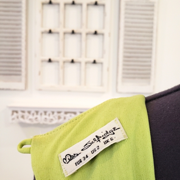 Miss Selfridge US2 Grey Floral print on light green Double Slit Gown - Picture 8 of 8